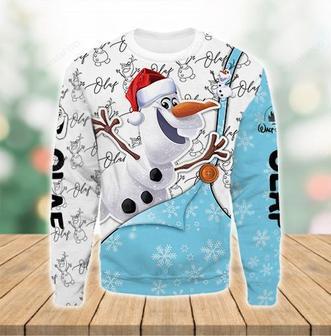 Disney Christmas Ugly Sweater Frozen Olaf Christmas White Blue Sweater | Favorety DE