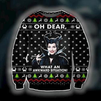 Disney Christmas Ugly Sweater Maleficent Oh Dear What An Awkward Situation Christmas Black Sweater | Favorety DE