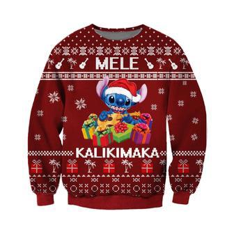 Disney Christmas Ugly Sweater Stitch Mele Kalikimala christmas Red Sweater | Favorety UK