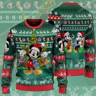 Disney ChristmasSweater Happy Mouse With Christmas Tree Christmas Sweater High Quality MK Mouse | Favorety CA