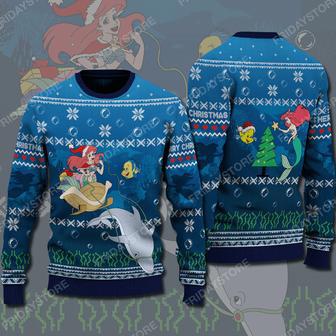 Disney ChristmasSweater Mermaid Happy Christmas Ugly Sweater Awesome Disney Ariel Ugly Sweater | Favorety