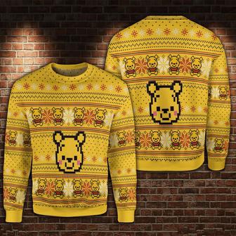 Disney Chrsitmas Ugly Sweater Winnie The Pooh Christmas Pattern Yellow Sweater | Favorety AU