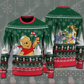 Disney Winnie The Pooh Sweater Pooh With Candy Cane Christmas Ugly Sweater Cute High Quality Disney | Favorety AU