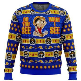 Do You See What I See Monkey D Luffy One Piece Ugly Christmas Sweater | Favorety