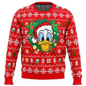 Donald Duck Christmas Head Ugly Christmas Sweater | Favorety