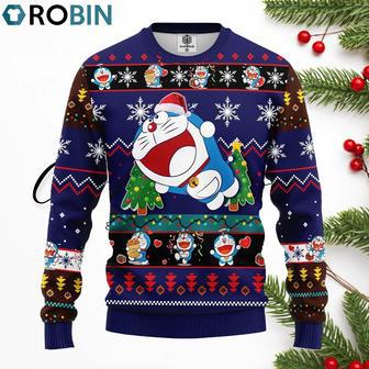 Doreamon Anime Ugly Christmas Sweater Blue | Favorety AU