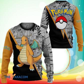 Dragonite Pokemon Manga Anime Black-Yellow Ugly Sweater | Favorety AU