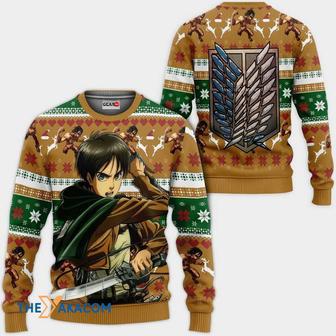 Eren Yeager Anime Attack On Titan Custom Gift For Fan Anime Christmas Ugly Sweater | Favorety UK