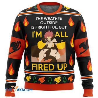 Fairy Tail Natsu fired up Gift For Fan Anime Christmas Ugly Sweater | Favorety CA