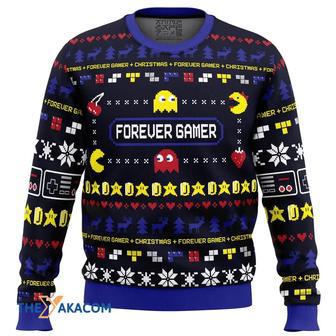 Forever Gamer Christmas Pac-Man Custom Gift For Fan Anime Christmas Ugly Sweater | Favorety