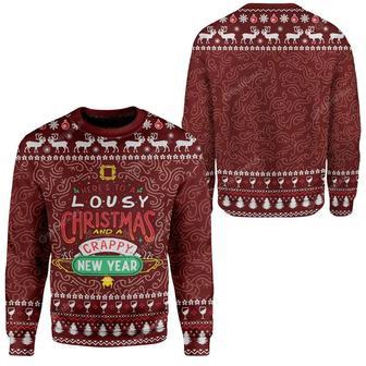 Friends Christmas Sweater Here To A Lousy Christmas And A Crappy New Year Red Ugly Sweater | Favorety