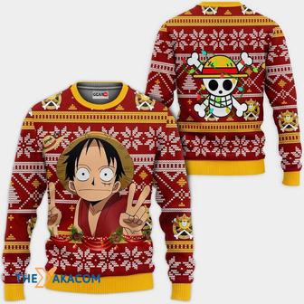 Funny Luffy One Piece Anime RedYellow Custom Gift For Fan Anime Christmas Ugly Sweater | Favorety AU