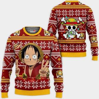 Funny Luffy One Piece Anime Xmas Ugly Christmas Knitted Sweater | Favorety UK