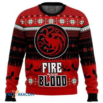 Game of Thrones Fire and Blood Gift For Fan Anime Christmas Ugly Sweater | Favorety AU