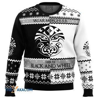 Game of Thrones House Black and White Custom Gift For Fan Anime Christmas Ugly Sweater | Favorety AU