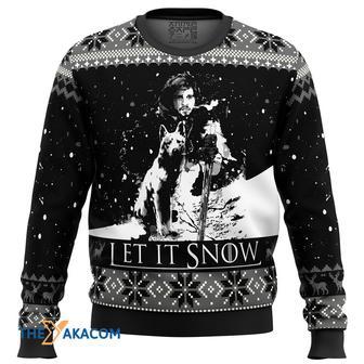 Game of Thrones Let It Snow Black and White Gift For Fan Anime Christmas Ugly Sweater | Favorety