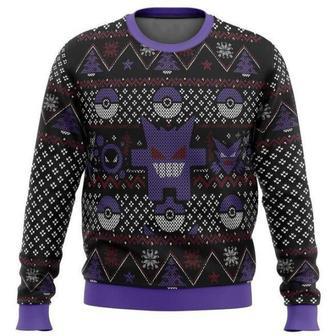 Gengar Pokemon Anime Gift Fan Ugly Xmas Wool Knitted Sweater | Favorety AU