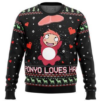 Ghibli Ponyo Loves Ham Ugly Christmas Sweater | Favorety AU