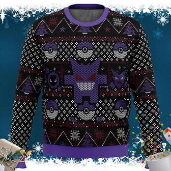 Ghosts Type Gengar Ghastly Haunter Pokemon Manga Anime Ugly Sweater | Favorety CA