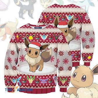 Gift Christmas Eeveelution Pokemon Manga Anime Ugly Christmas Sweater | Favorety