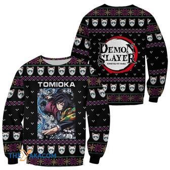 Giyu Tomioka Kimetsu no Yaiba Anime Jewel Neckline Custom Gift For Fan Anime Christmas Ugly Sweater | Favorety