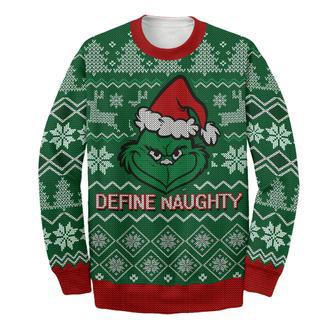 Grinch Sweater Define Naughty Ugly Long Sleeve Printing | Favorety CA