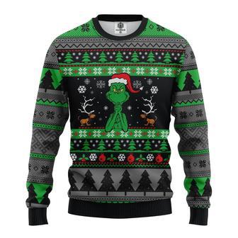 Grinch Sweater Grinch Christmas Tree Snowflakes Green Black Grey Ugly Sweater | Favorety CA