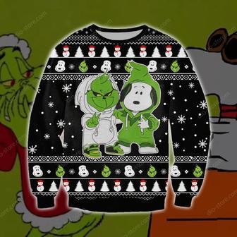 Grinch Sweater Snoopy And Grinch Christmas Pattern Black Ugly Sweater | Favorety DE