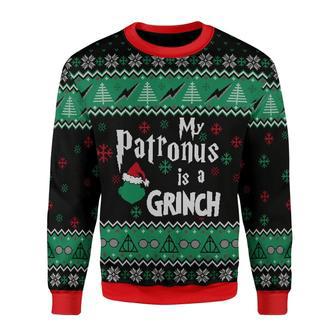 Grinch Ugly Sweater My Patronus Is A Grinch Harry Pottrt Christmas Sweater Cool Amazing Disney Grinch | Favorety CA