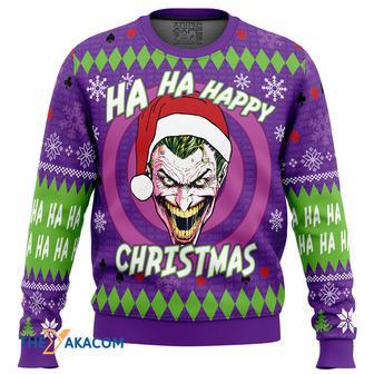 Ha ha ha happy Christmas Joker Gift For Fan Anime Christmas Ugly Sweater | Favorety