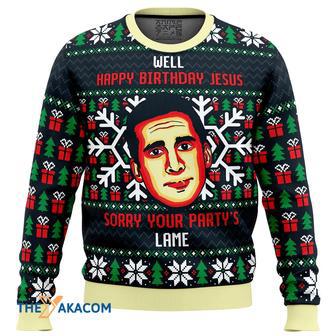 Happy Birthday Jesus Funny The Office Gift For Fan Anime Christmas Ugly Sweater | Favorety CA