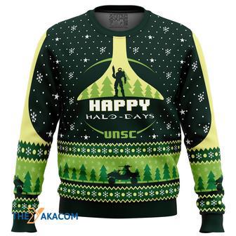 Happy Halo-days Halo Gift For Fan Anime Christmas Ugly Sweater | Favorety UK