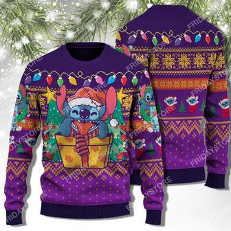 Happy Stitch With Christmas Tree Christmas Sweater Cute Awesome DN Stitch Christmas Ugly Wool Sweater | Favorety