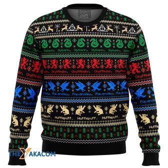 Harry Potter Hogwarts Houses Gift For Fan Anime Christmas Ugly Sweater | Favorety DE