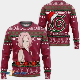 Haruno Sakura Naruto Anime Red Purple Custom Gift For Fan Anime Christmas Ugly Sweater | Favorety UK