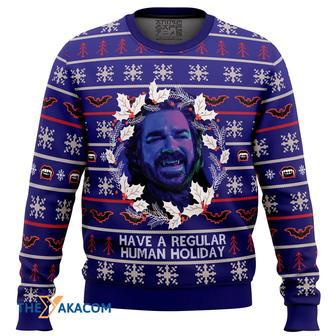 Have A Regular Human Holiday Gift For Fan Anime Christmas Ugly Sweater | Favorety