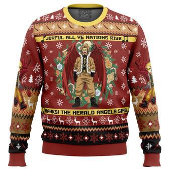 Hawks Singing Christmas Song My Hero Academia Ugly Christmas Sweater | Favorety