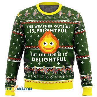 HOWLS MOVING CASTLE Calcifer Fire is so Delightful Gift For Fan Anime Christmas Ugly Sweater | Favorety UK