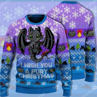 HTTYD Disney Ugly Sweater TYG Toothless I Wish You A Fury Christmas Sweater | Favorety AU