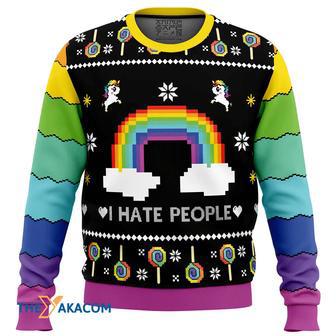 I Hate People Gift For Fan Anime Christmas Ugly Sweater | Favorety CA