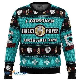 I Survived Toilet Paper Apocalypse Gift For Fan Anime Christmas Ugly Sweater | Favorety CA