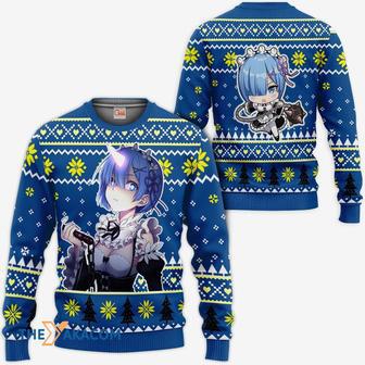 Illustration of Rem Anime ReZero Custom Gift For Fan Anime Christmas Ugly Sweater | Favorety AU