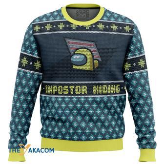 Impostor Hiding Among Us Custom Gift For Fan Anime Christmas Ugly Sweater | Favorety