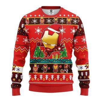 Iron Man Chibi Christmas Pattern Red Christmas Ugly Wool Sweater Christmas Gift For Kid Adult | Favorety UK