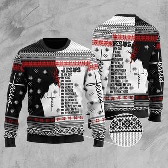 Jesus Ugly Christmas Sweater Jesus Is My Everything Black White Sweater | Favorety AU