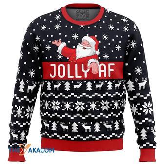 Jolly Af Santa Claus Custom Gift For Fan Anime Christmas Ugly Sweater | Favorety DE