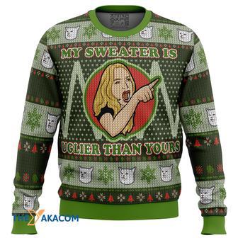 Karen Yelling at Grumpy Cat Meme Gift For Fan Anime Christmas Ugly Sweater | Favorety DE