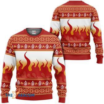 Kimetsu Kyojuro Rengoku With Fire Pattern Custom Gift For Fan Anime Christmas Ugly Sweater | Favorety AU