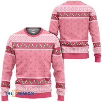 Kimetsu Nezuko Pink Custom Gift For Fan Anime Christmas Ugly Sweater | Favorety