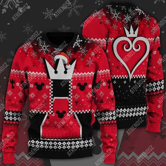 Kingdom Hearts Ugly Sweater Mickey Head Key Pattern Christmas Kingdom Hearts Symbol Red Black Sweater | Favorety CA